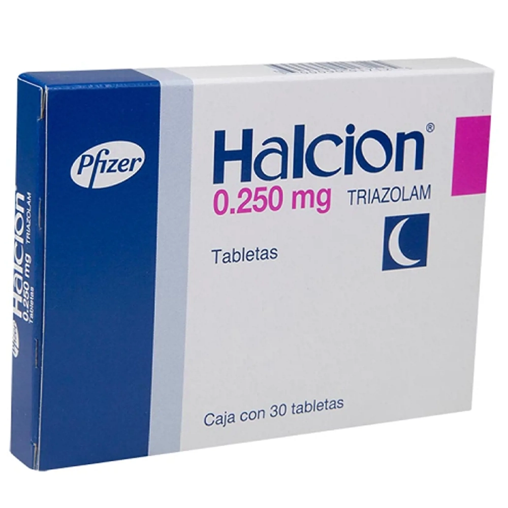 Препарат Хальцион 0.25 мг (Halcion, Триазолам) от Upjohn — фото коробки на 10 таблеток, мониторинг цен
