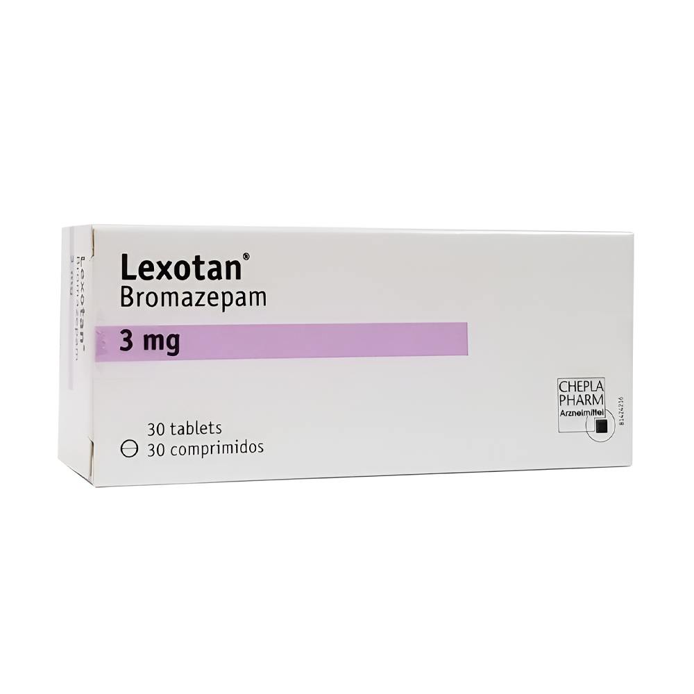 Препарат Лексотан (Бромазепам) 3 мг — оригинальная упаковка 30 таблеток, наличие в аптеках РФ